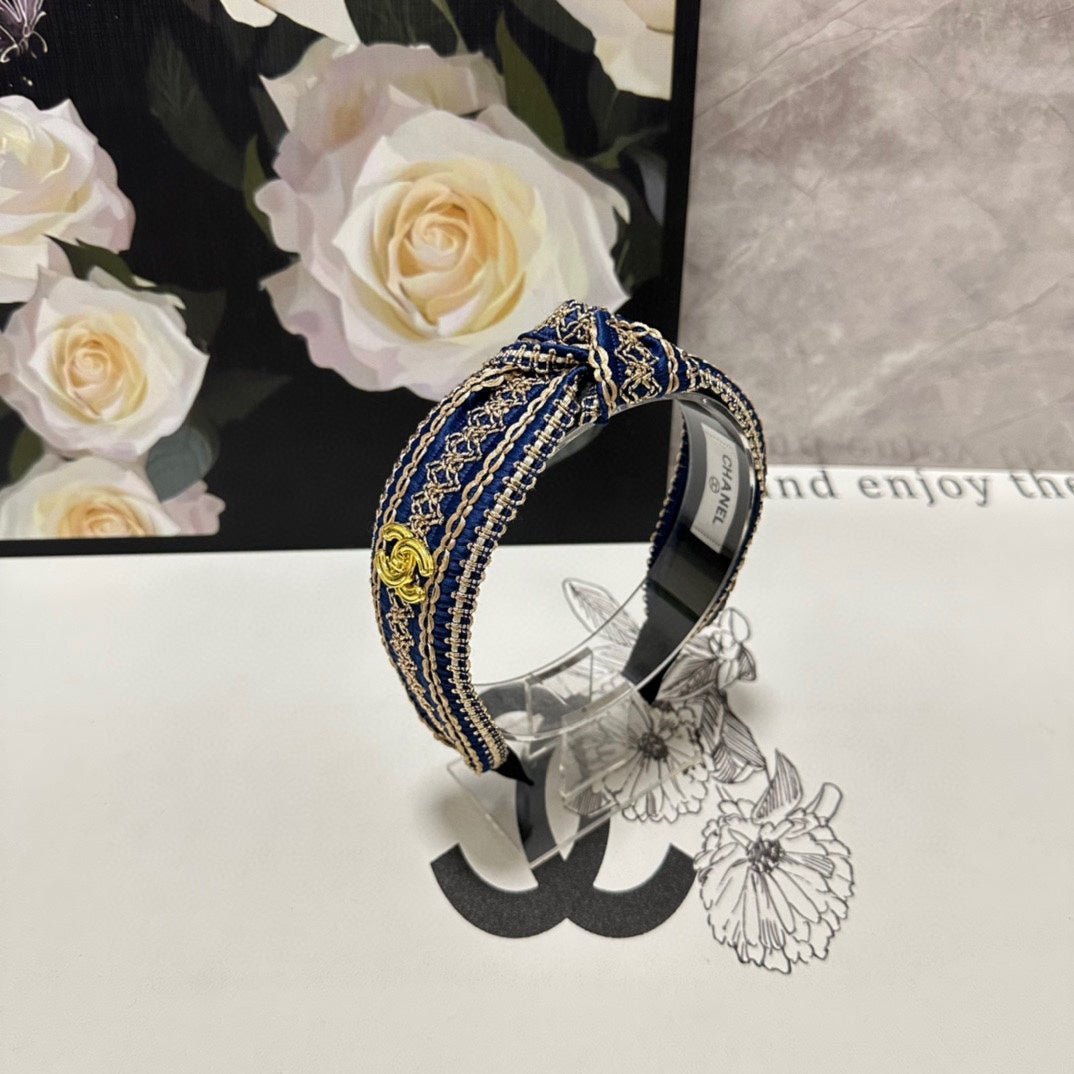 NAVY BLUE MIX LIGHT YELLOW FABRIC HEADBAND 168585 - Image 8