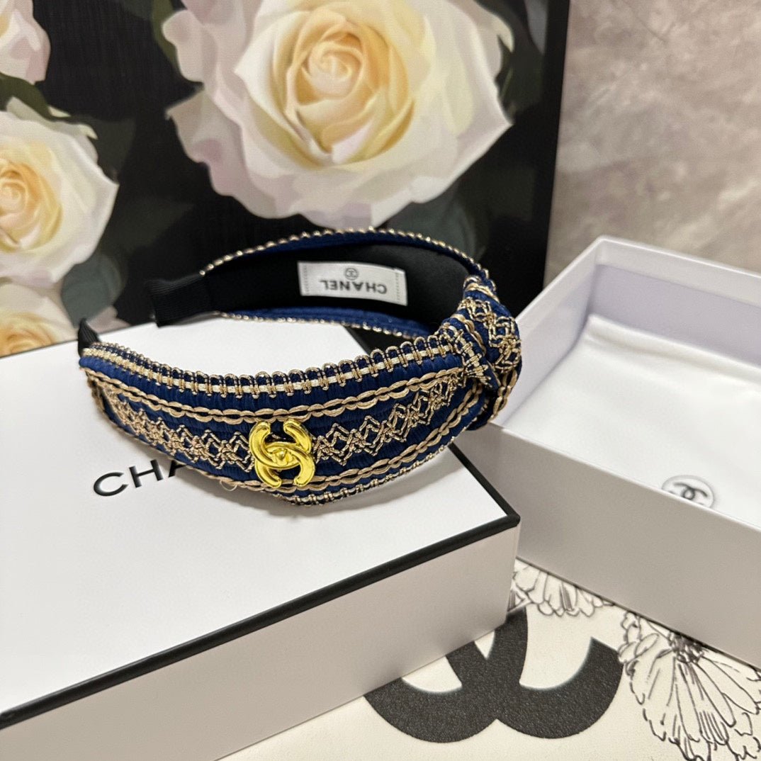 NAVY BLUE MIX LIGHT YELLOW FABRIC HEADBAND 168585 - Image 9