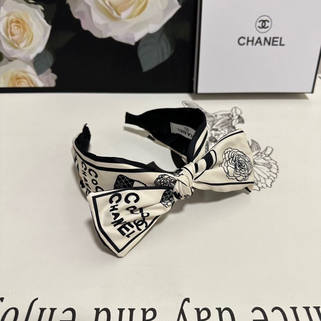 WHITE MIX BLACK SILK HEADBAND 168589 - Image 3