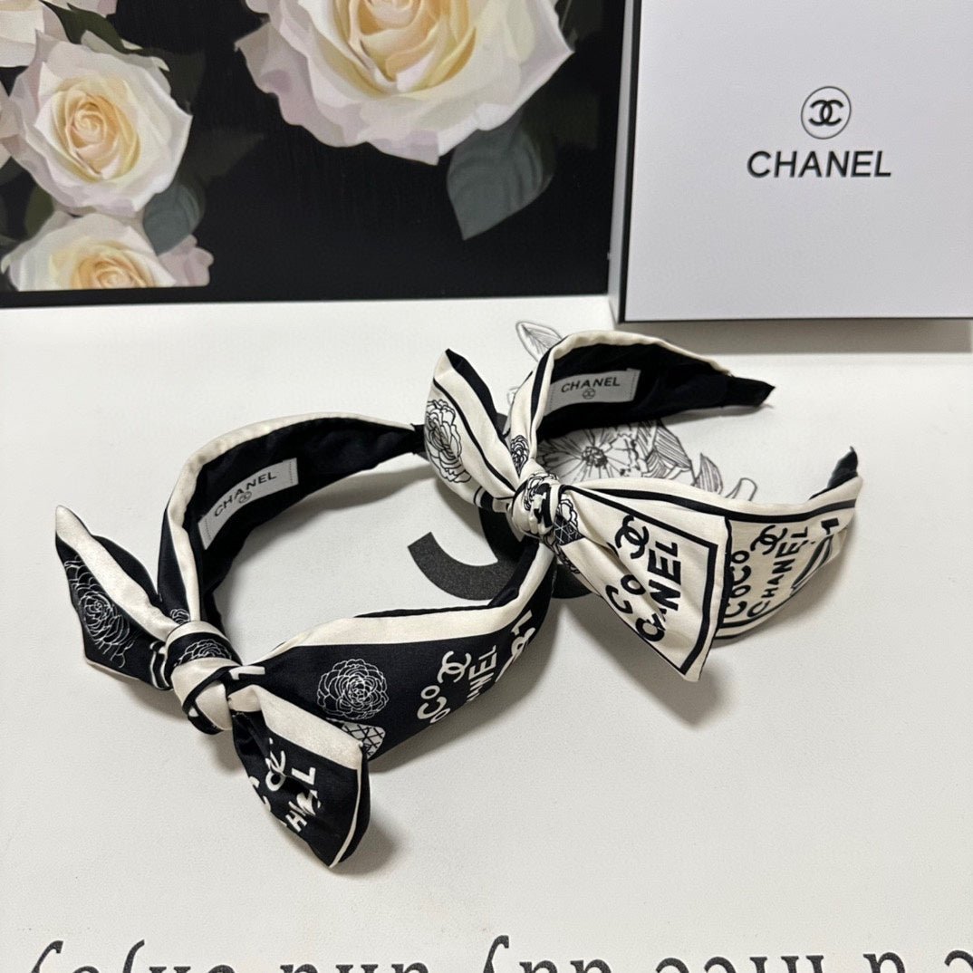 WHITE MIX BLACK SILK HEADBAND 168589 - Image 5