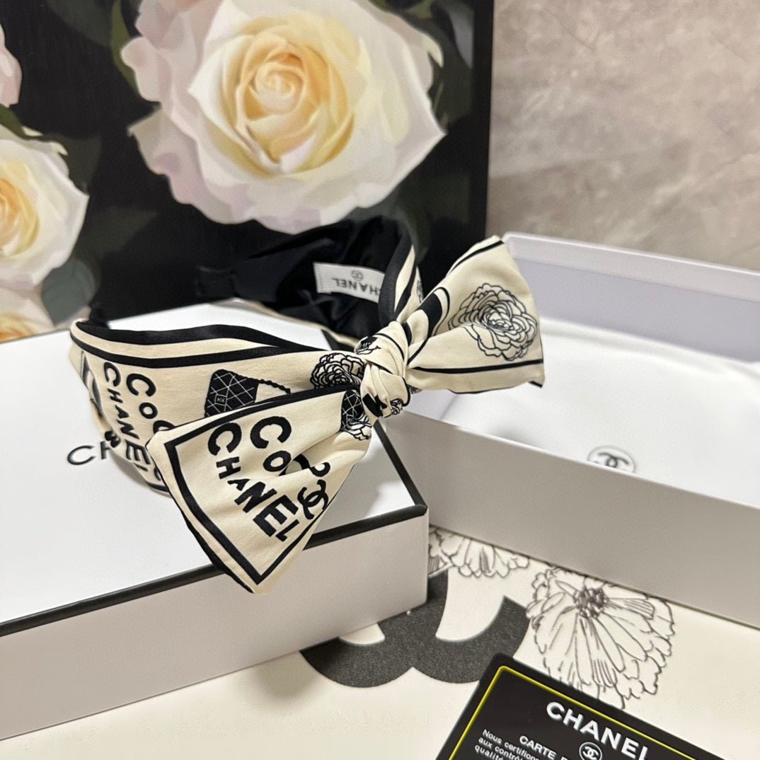 WHITE MIX BLACK SILK HEADBAND 168589 - Image 6