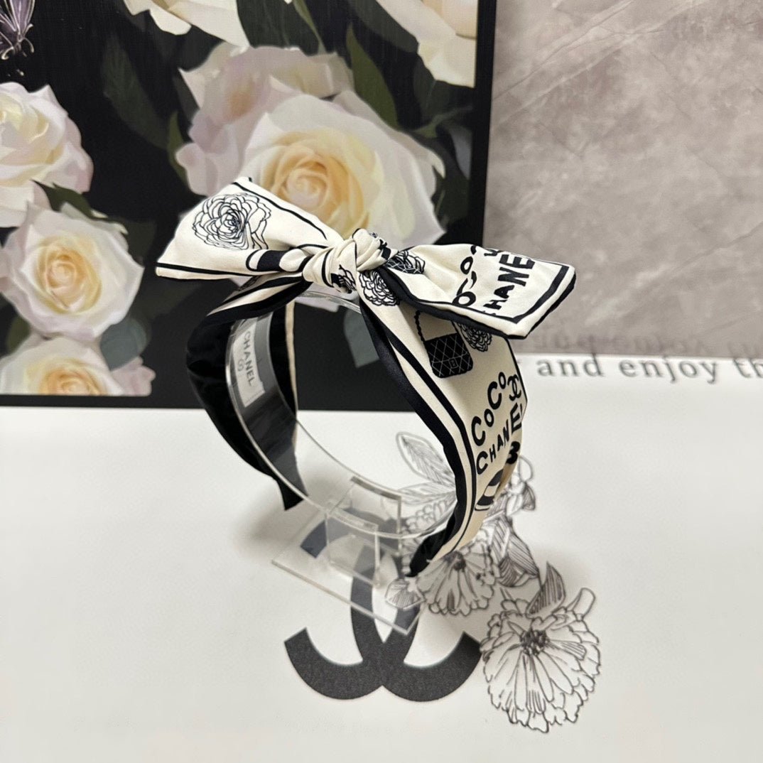 WHITE MIX BLACK SILK HEADBAND 168589 - Image 8