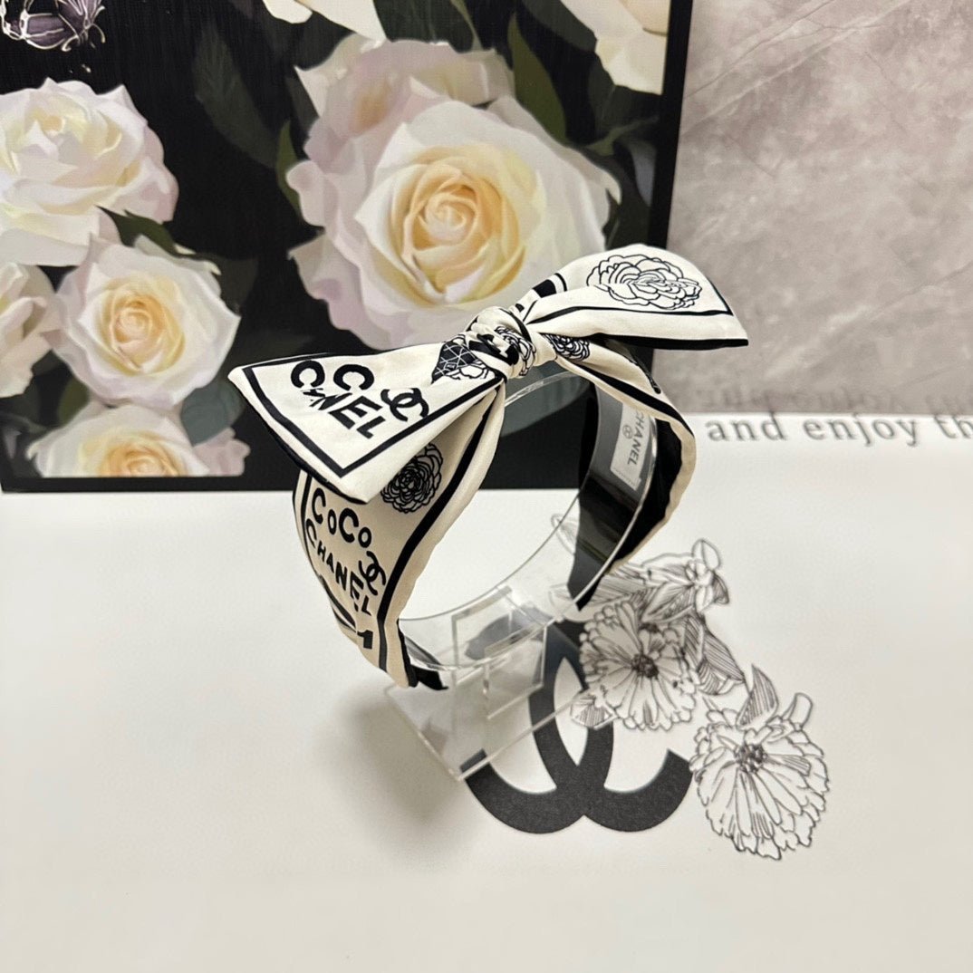 WHITE MIX BLACK SILK HEADBAND 168589 - Image 2