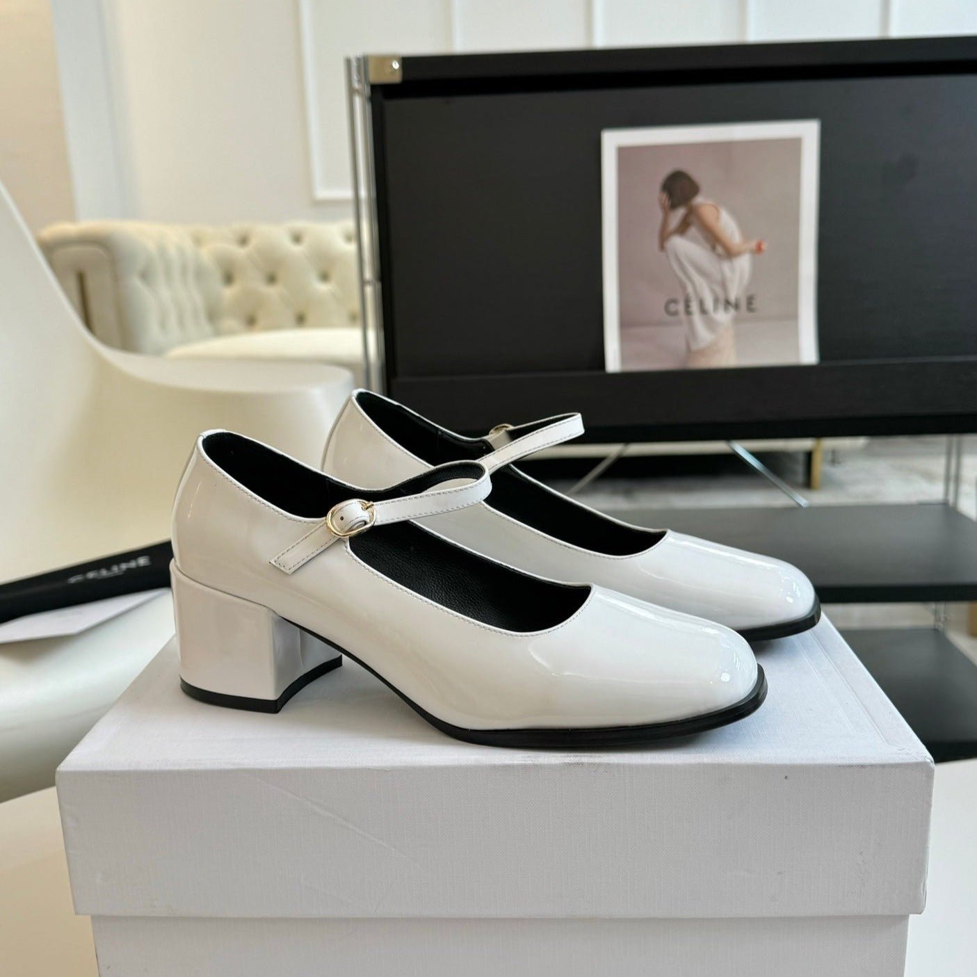 WOMEN'S HIGH HEELS WITH ROUND TOE WHITE SPECIFIC COWHIDE - Image 4