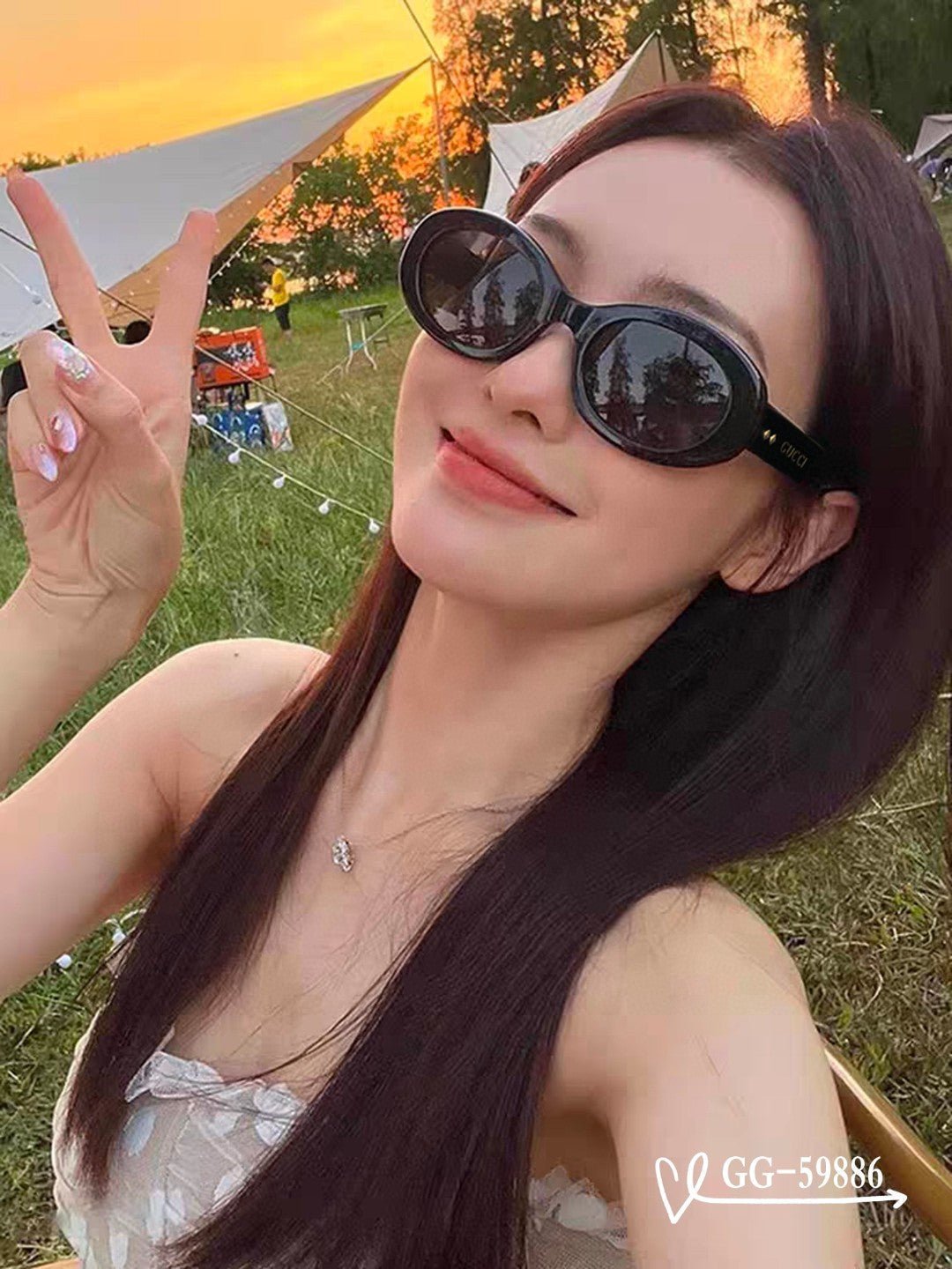 OVAL FRAME SUNGLASSES 59886 IN ACETATE - Image 9