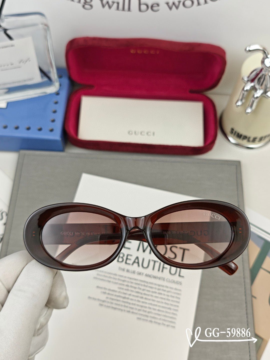 OVAL FRAME SUNGLASSES 59886 IN ACETATE - Image 6