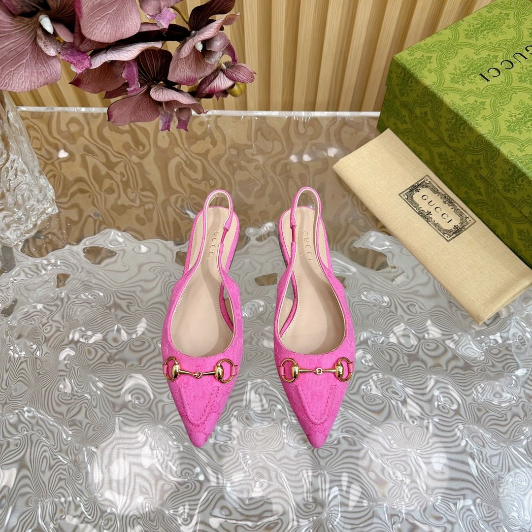 WOMEN'S SLIDE SANDAL WITH GG CROSS BRIGHT PINK CANVAS - Image 2