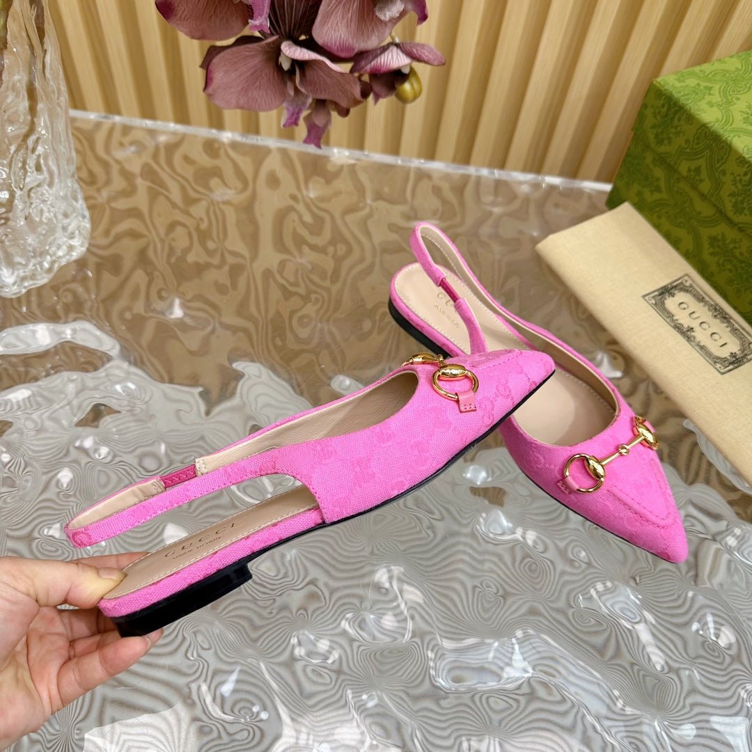 WOMEN'S SLIDE SANDAL WITH GG CROSS BRIGHT PINK CANVAS - Image 9
