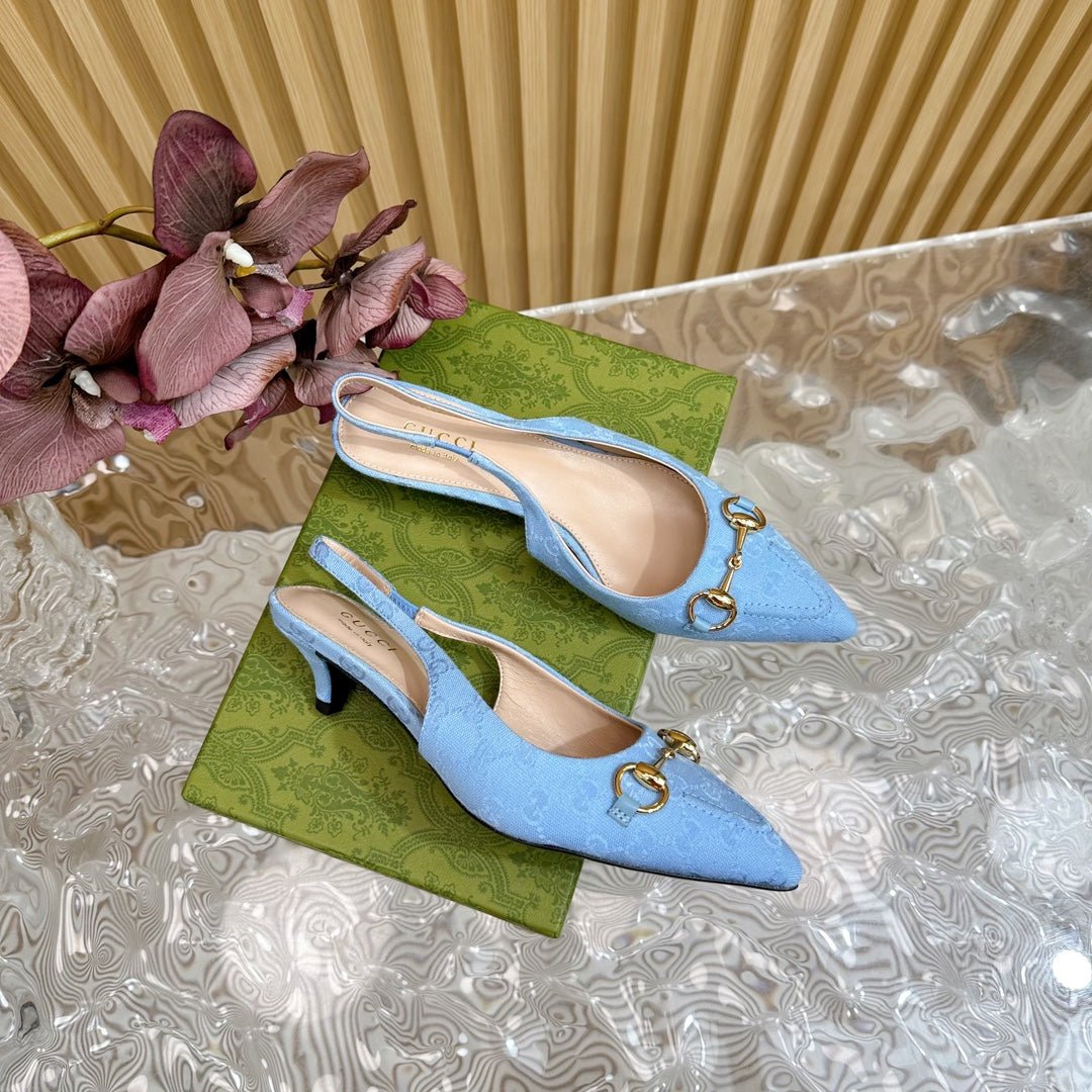 WOMEN'S HORSEBIT SLINGBACK PUMP SKY CANVAS - Image 6