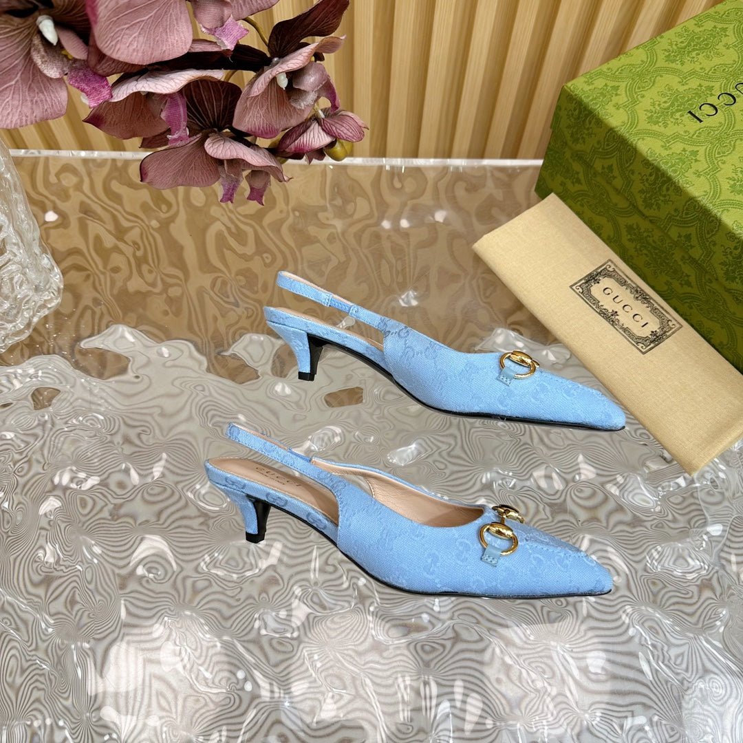 WOMEN'S HORSEBIT SLINGBACK PUMP SKY CANVAS - Image 5