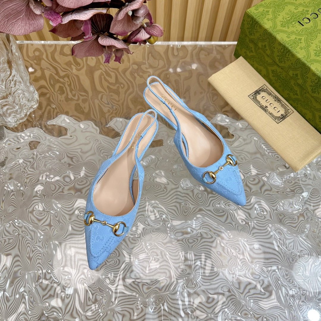 WOMEN'S HORSEBIT SLINGBACK PUMP SKY CANVAS - Image 4