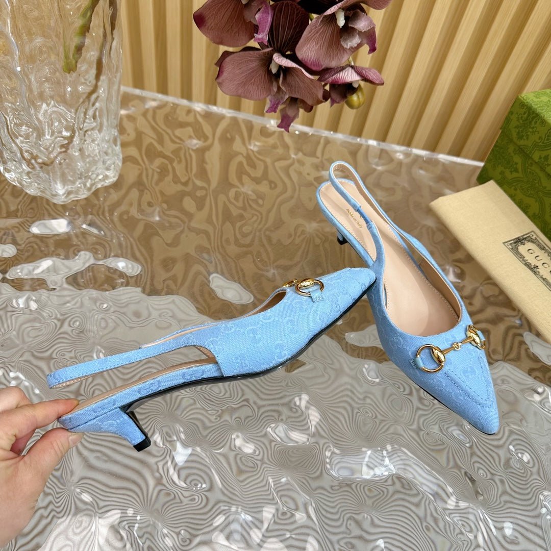 WOMEN'S HORSEBIT SLINGBACK PUMP SKY CANVAS - Image 8