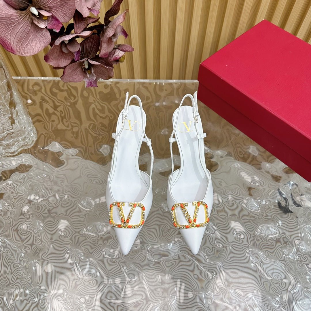 VLOGO SIGNATURE SLINGBACK PUMP 80 MM IN WHITE CALFSKIN - Image 6