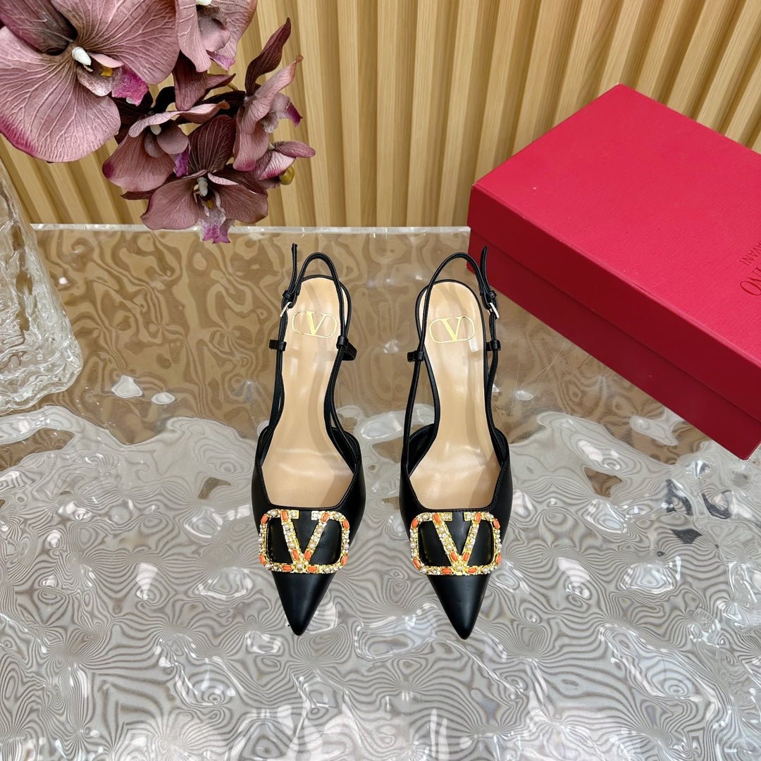 VLOGO SIGNATURE SLINGBACK PUMP 80 MM IN BLACK CALFSKIN - Image 3