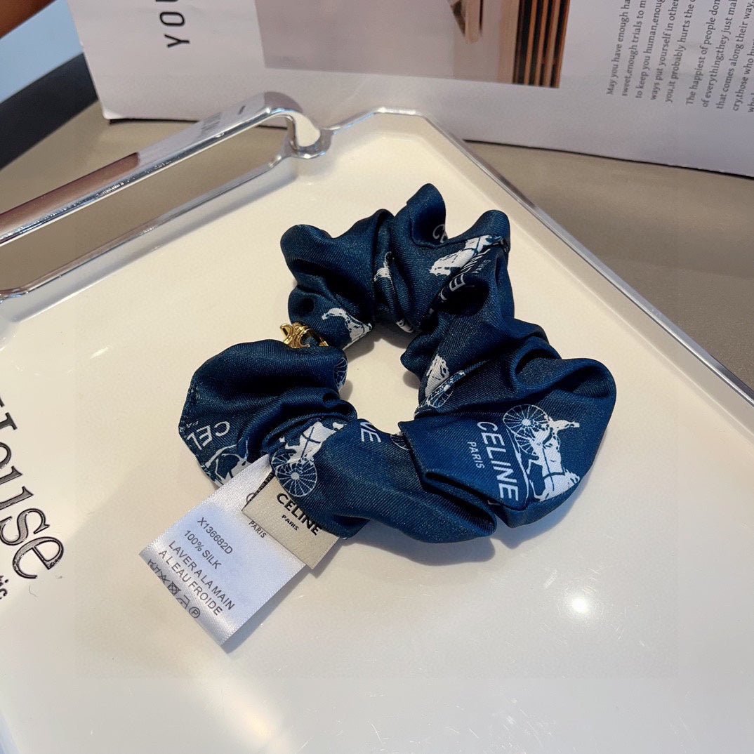 NAVY BLUE WRINKLED FABRIC SCRUNCHIE 417308