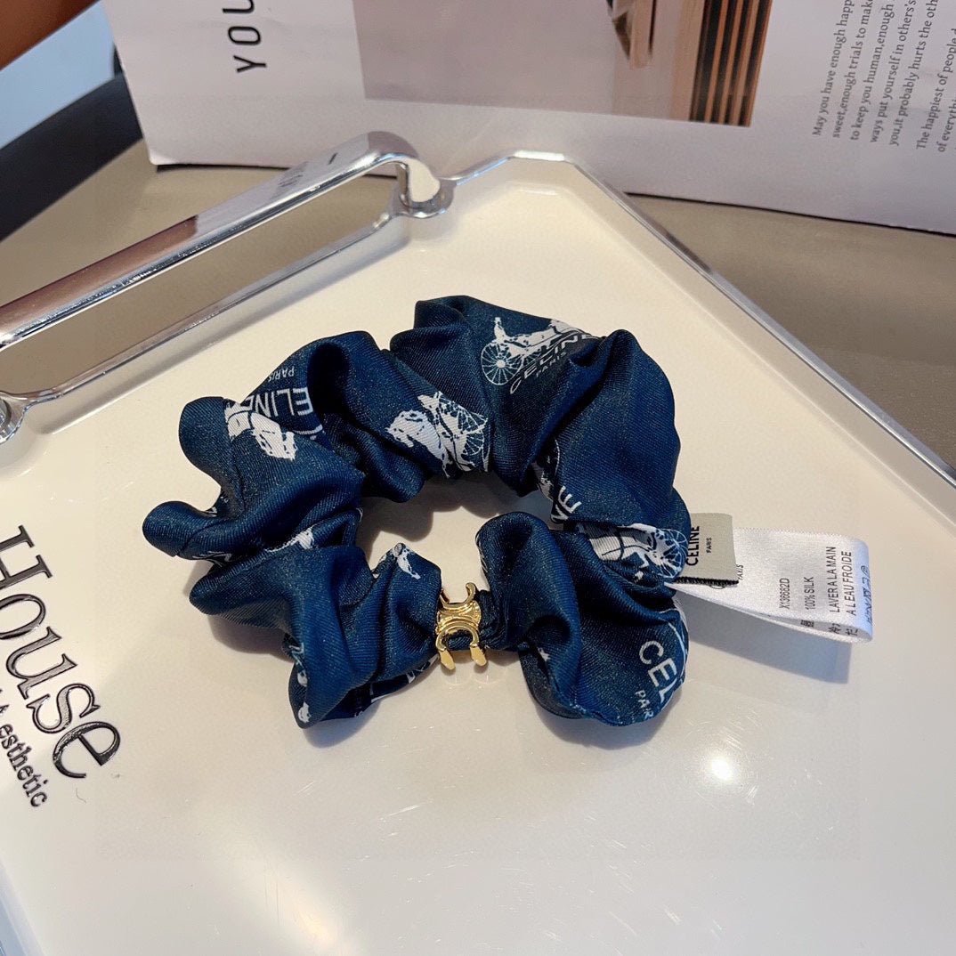 NAVY BLUE WRINKLED FABRIC SCRUNCHIE 417308 - Image 3