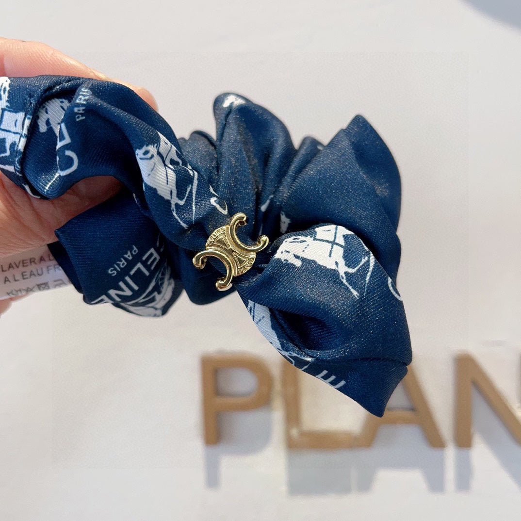 NAVY BLUE WRINKLED FABRIC SCRUNCHIE 417308 - Image 5