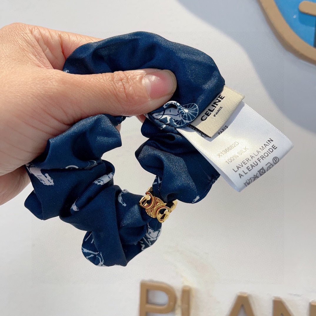 NAVY BLUE WRINKLED FABRIC SCRUNCHIE 417308 - Image 6
