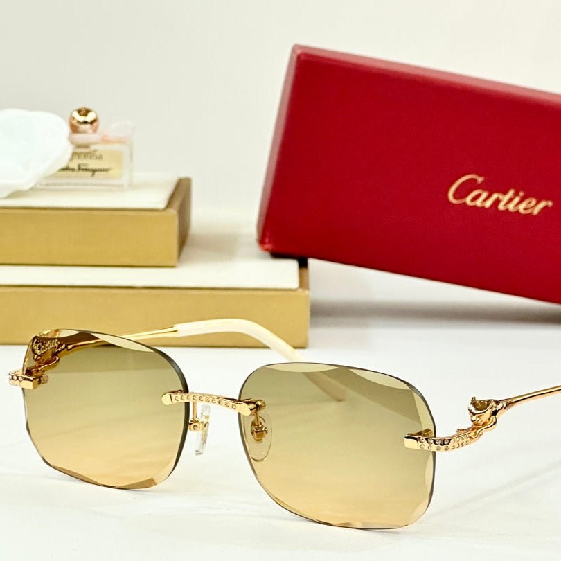 PANTHÈRE RIMLESS RECTANGULAR FRAME SUNGLASSES CT0687S IN METAL - Image 2
