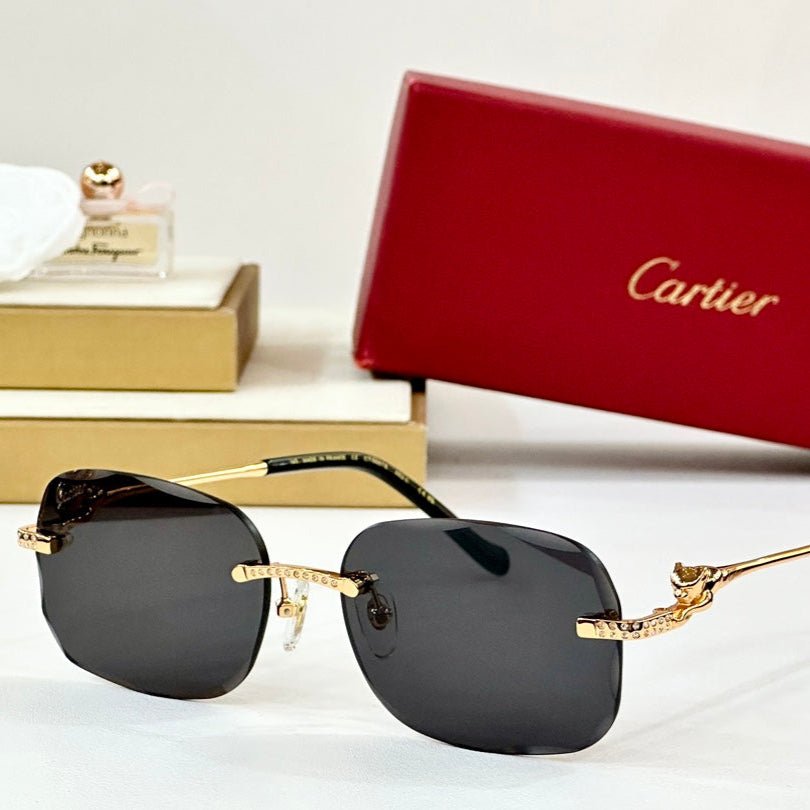 PANTHÈRE RIMLESS RECTANGULAR FRAME SUNGLASSES CT0687S IN METAL - Image 3