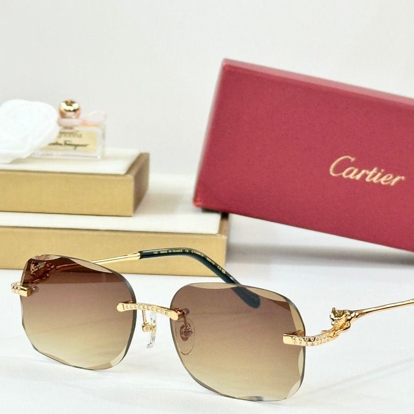 PANTHÈRE RIMLESS RECTANGULAR FRAME SUNGLASSES CT0687S IN METAL - Image 6