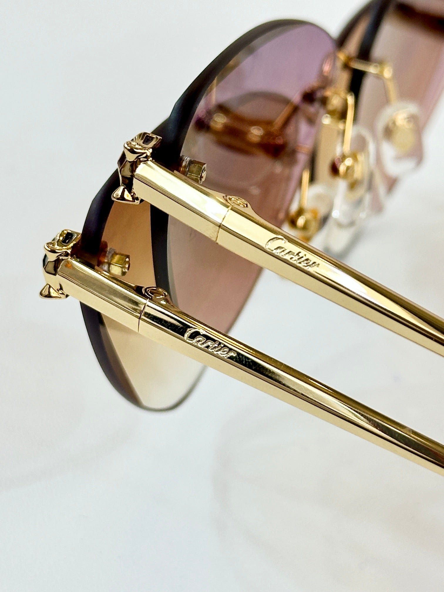 PANTHÈRE RIMLESS TRIANGLE FRAME SUNGLASSES 570457 IN METAL - Image 7