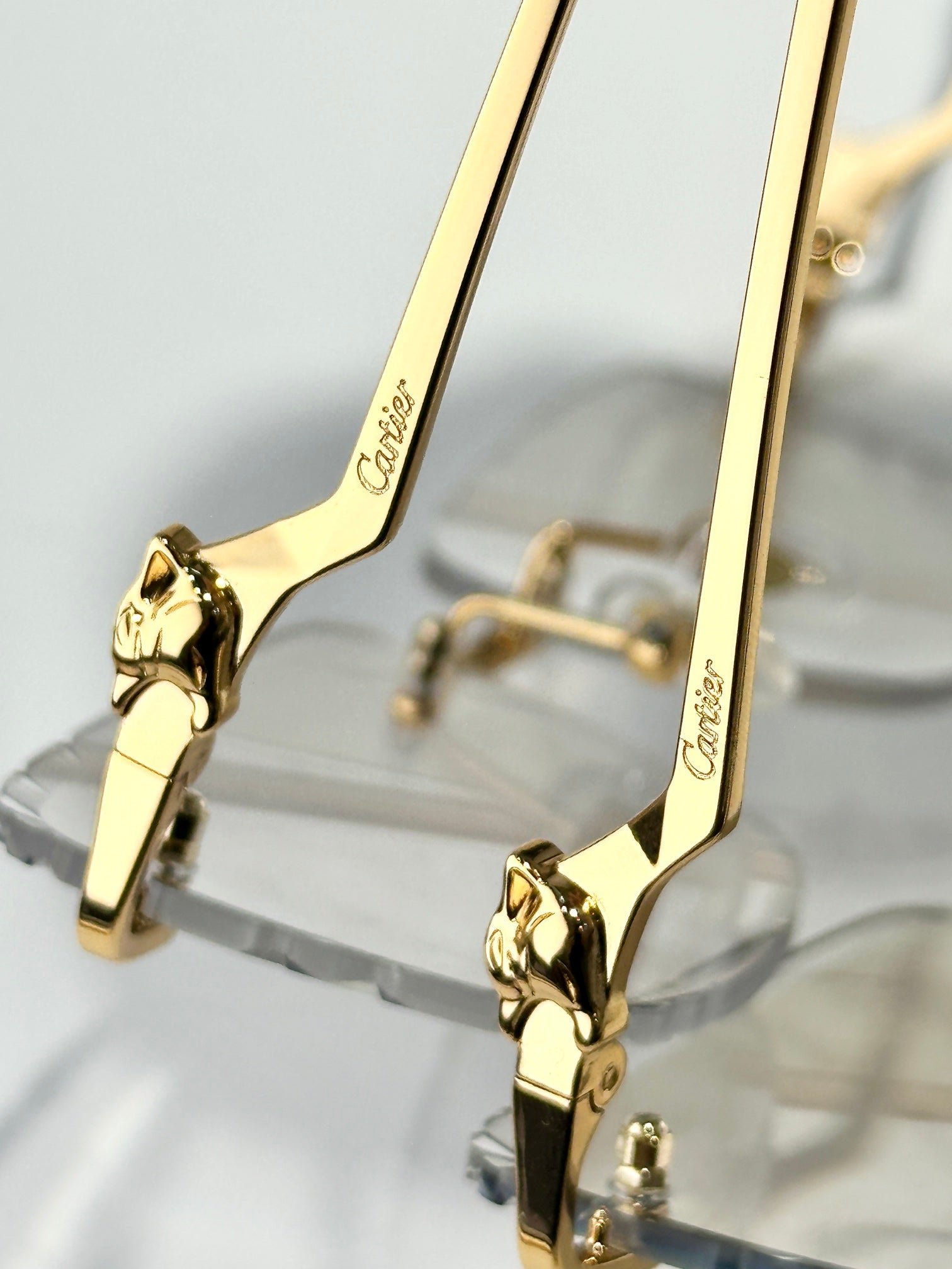 PANTHÈRE PHOTOCHROMIC LENSES RIMLESS SQUARE FRAME SUNGLASSES 580910 IN METAL - Image 6