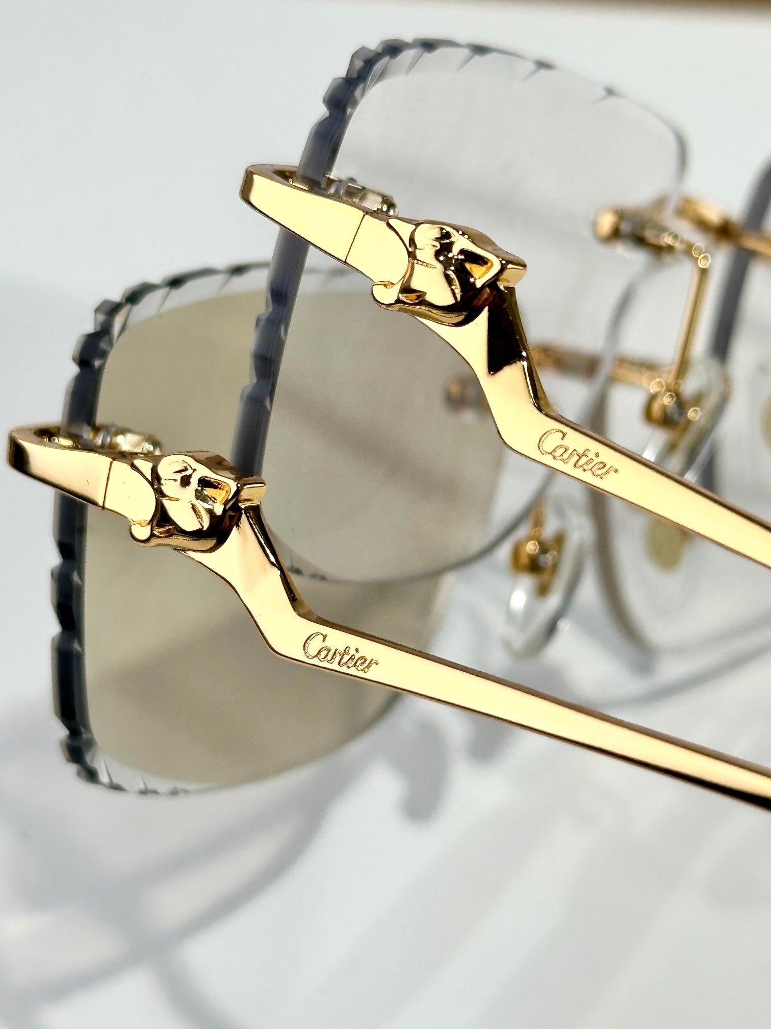 PANTHÈRE PHOTOCHROMIC LENSES RIMLESS SQUARE FRAME SUNGLASSES 580910 IN METAL - Image 9