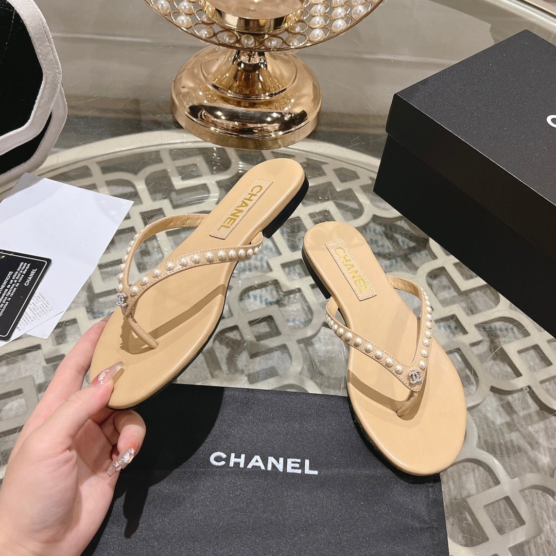 PEARL THONG SANDAL IN SEPIA TAN LAMBSKIN - Image 5