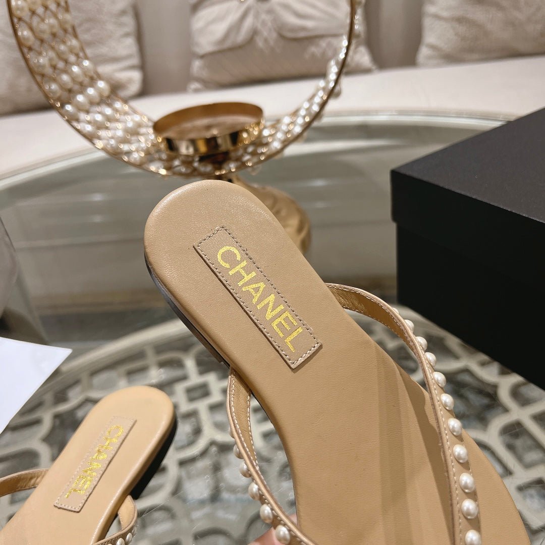 PEARL THONG SANDAL IN SEPIA TAN LAMBSKIN - Image 8