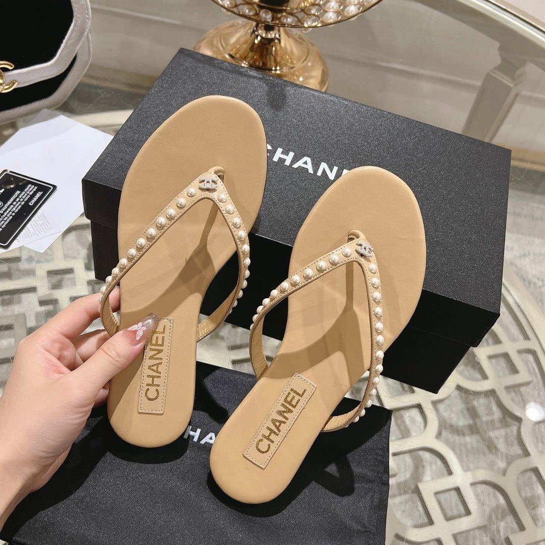 PEARL THONG SANDAL IN SEPIA TAN LAMBSKIN - Image 4