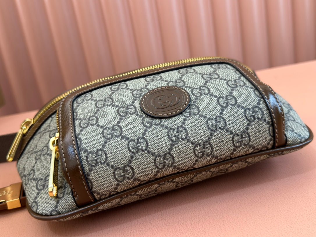 OPHIDIA BELT BAG 28 IN BROWN AND BEIGE GG CALFSKIN - Image 2