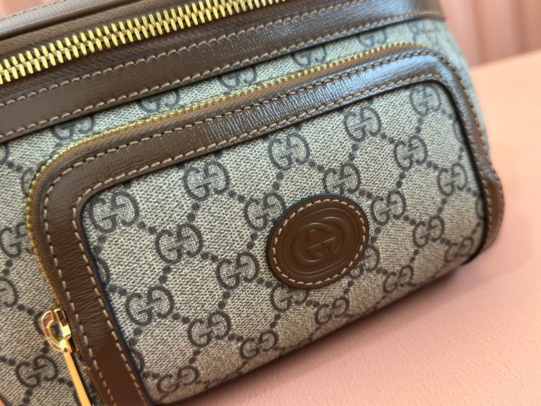 OPHIDIA BELT BAG 28 IN BROWN AND BEIGE GG CALFSKIN - Image 6