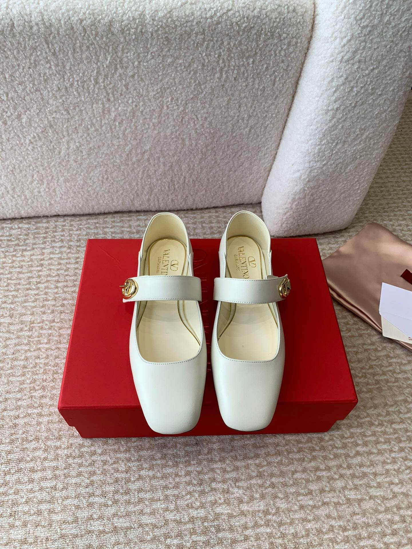 VLOGO LOCKER MARY-JANE BALLERINA IN WHITE CALFSKIN - Image 3