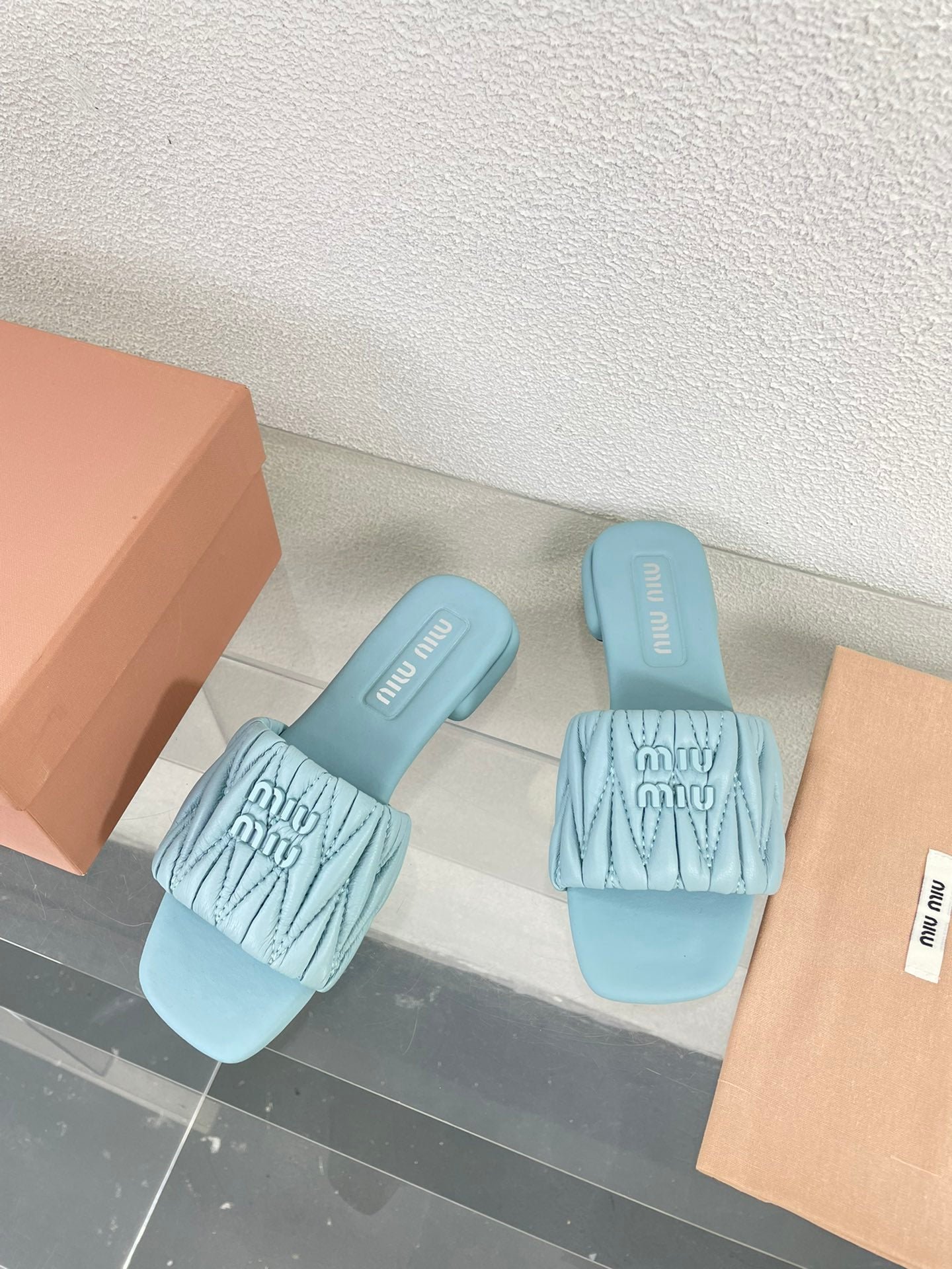 Women's Baby Blue Leather Slippers - Image 10