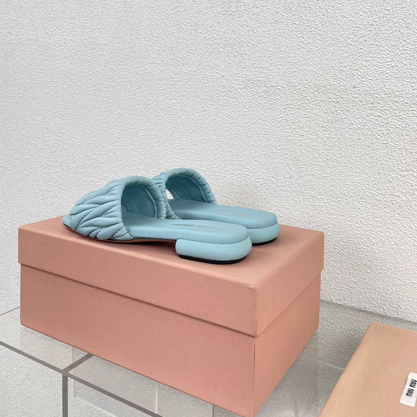 Women's Baby Blue Leather Slippers - Image 7