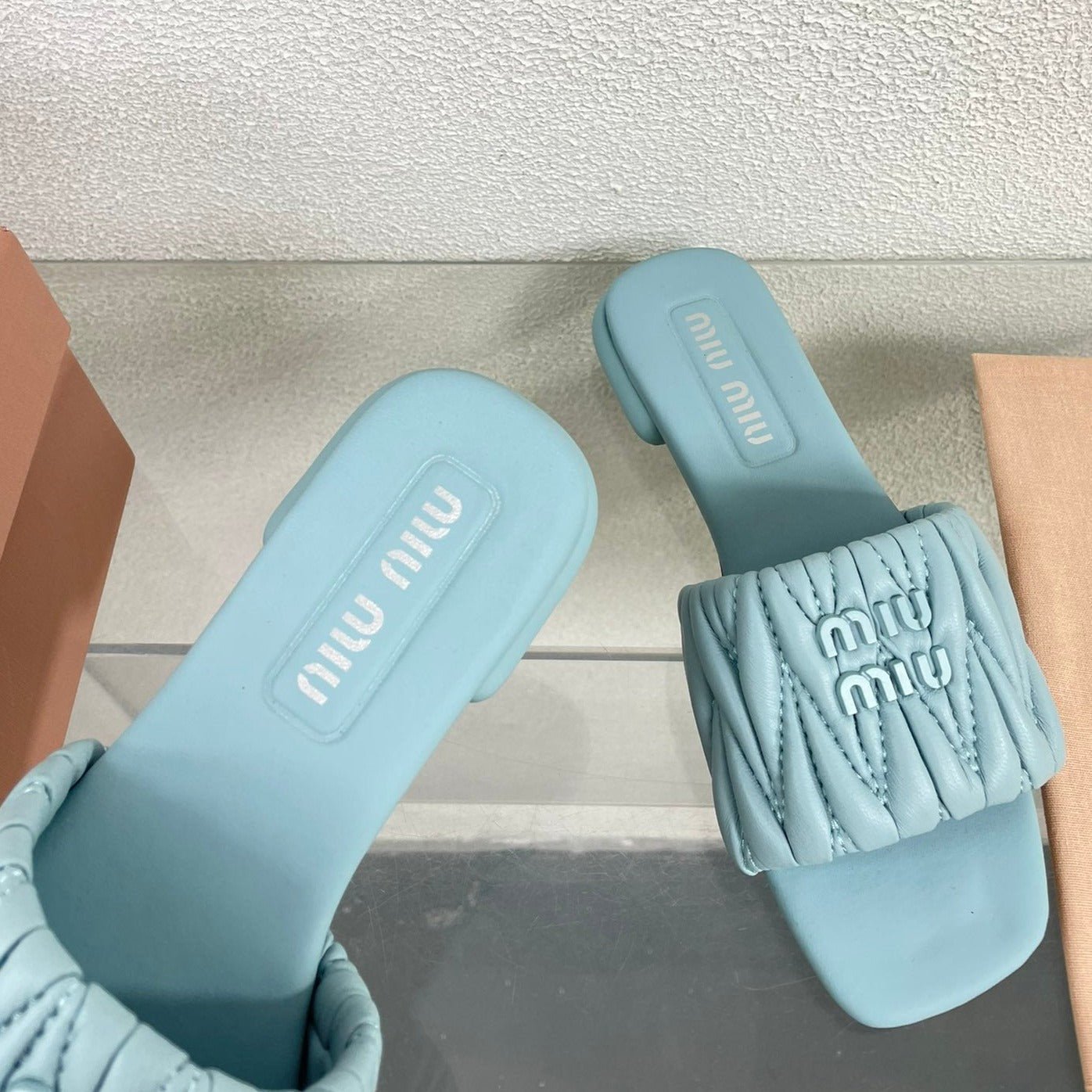 Women's Baby Blue Leather Slippers - Image 8