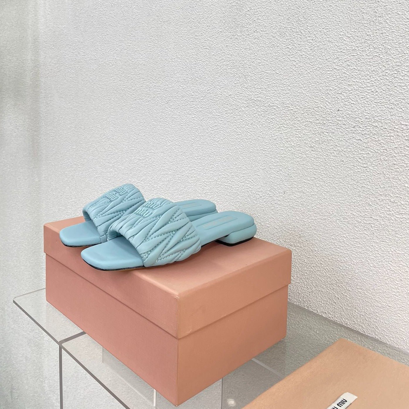 Women's Baby Blue Leather Slippers - Image 4