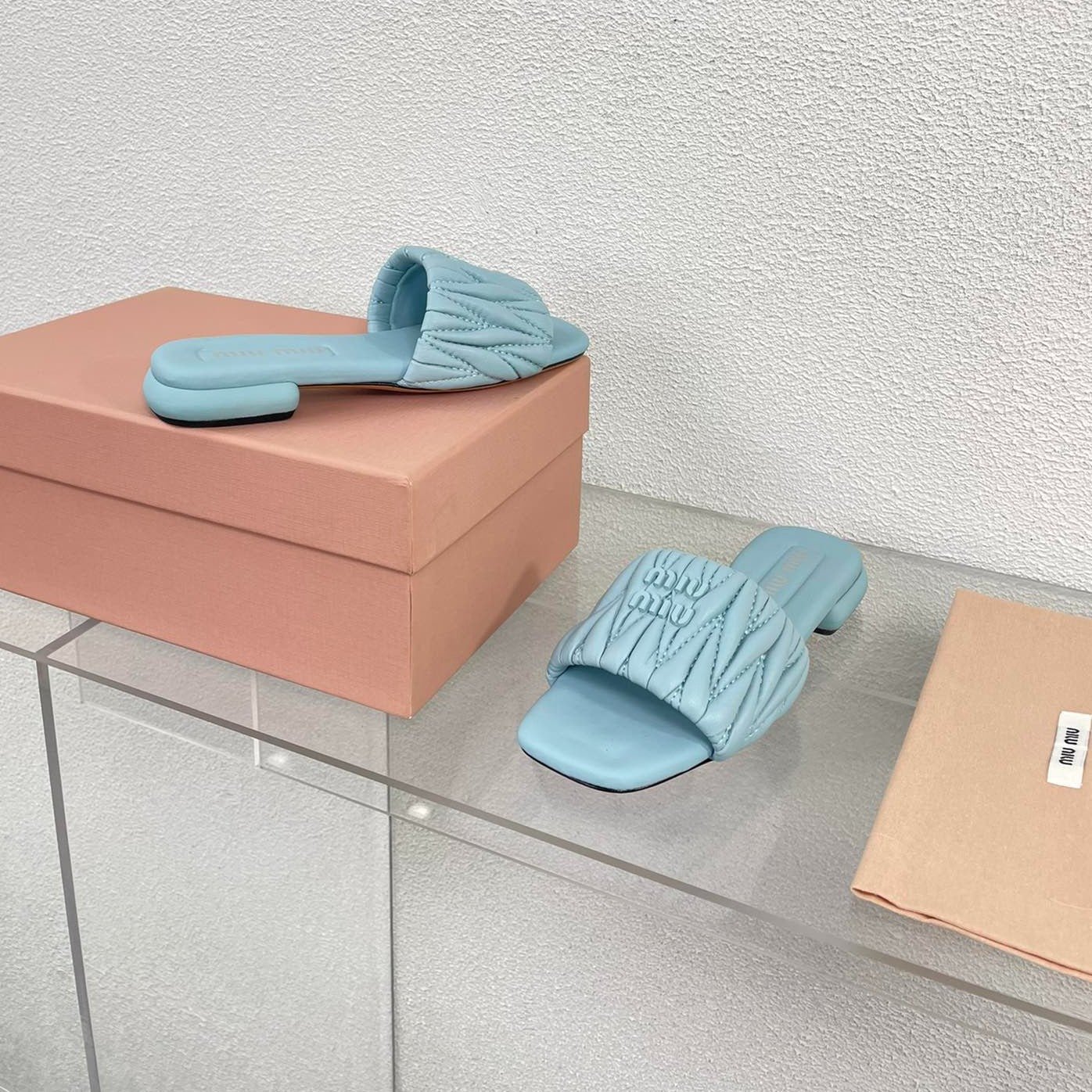 Women's Baby Blue Leather Slippers - Image 5