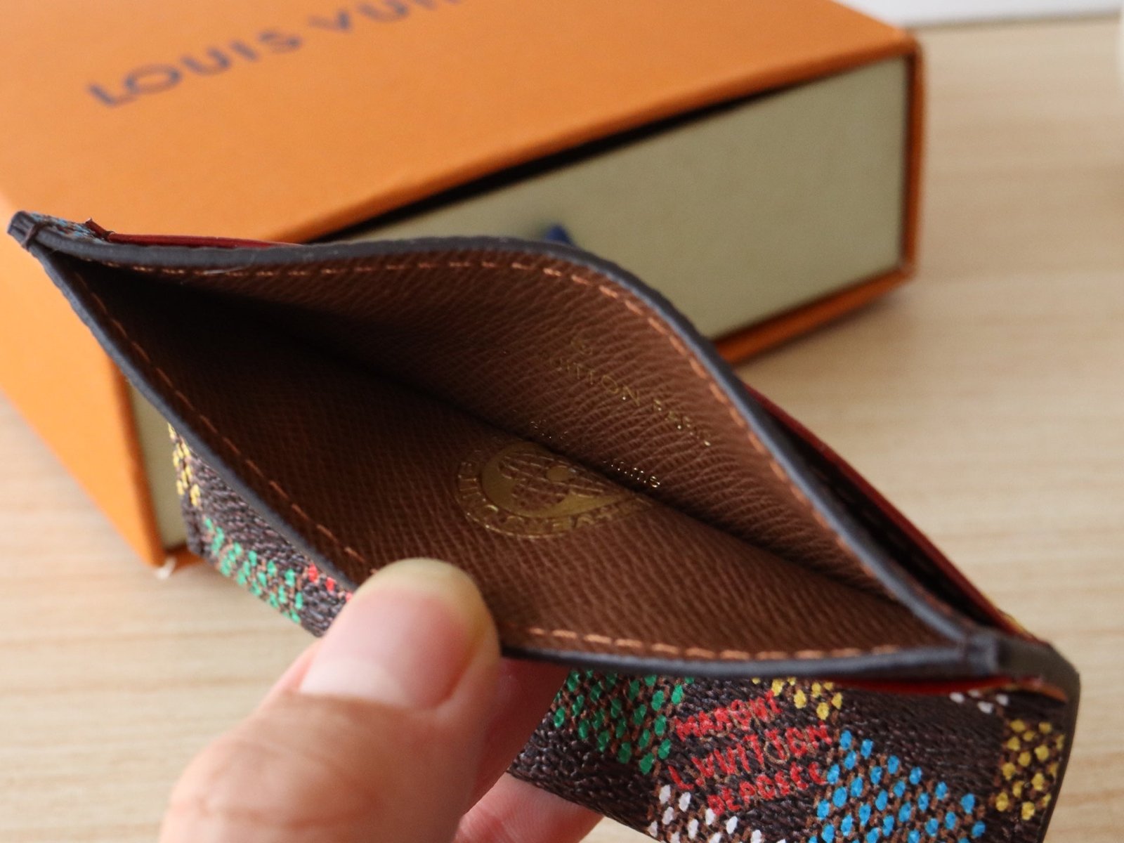 POCKET ORGANIZER CARD HOLDER 11 IN COLORFUL DAMIER EBENE CANVAS - Image 2