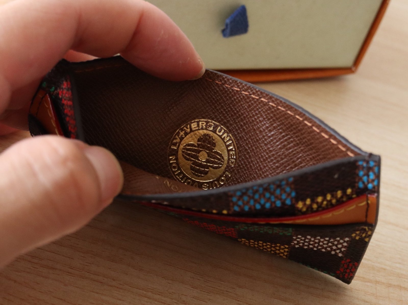 POCKET ORGANIZER CARD HOLDER 11 IN COLORFUL DAMIER EBENE CANVAS - Image 3