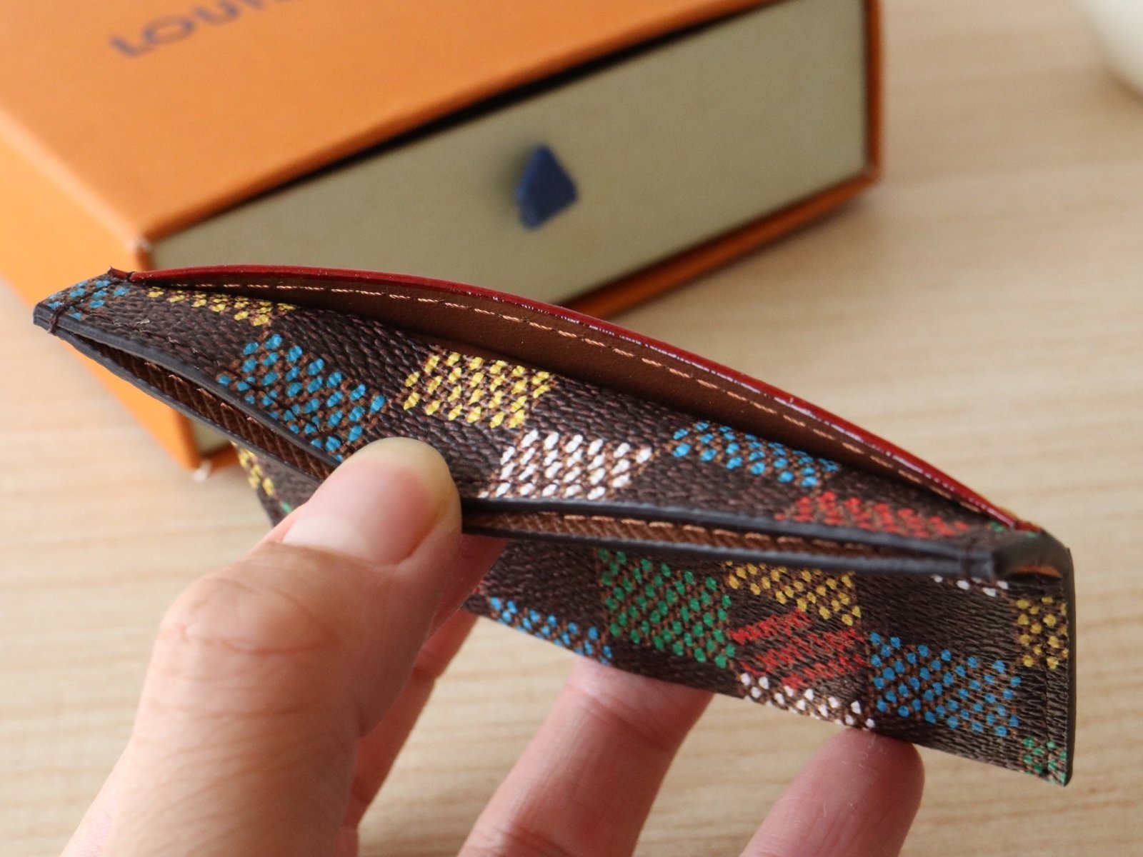 POCKET ORGANIZER CARD HOLDER 11 IN COLORFUL DAMIER EBENE CANVAS - Image 5
