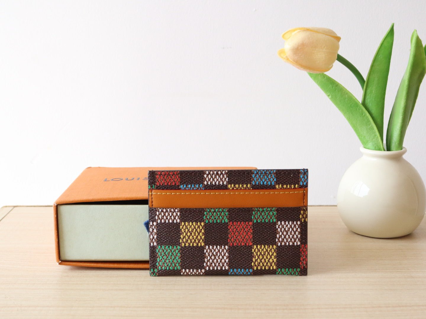 POCKET ORGANIZER CARD HOLDER 11 IN COLORFUL DAMIER EBENE CANVAS - Image 6