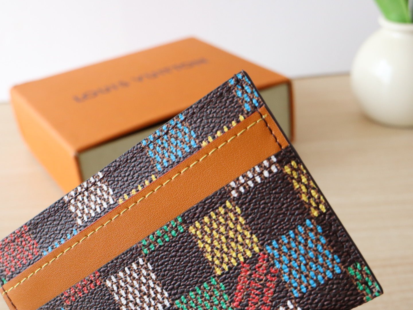 POCKET ORGANIZER CARD HOLDER 11 IN COLORFUL DAMIER EBENE CANVAS - Image 9