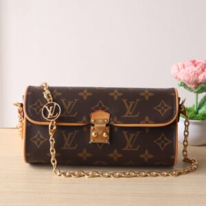 POCHETTE CAMILLE BAG 20 IN BROWN MONOGRAM COATED CANVAS
