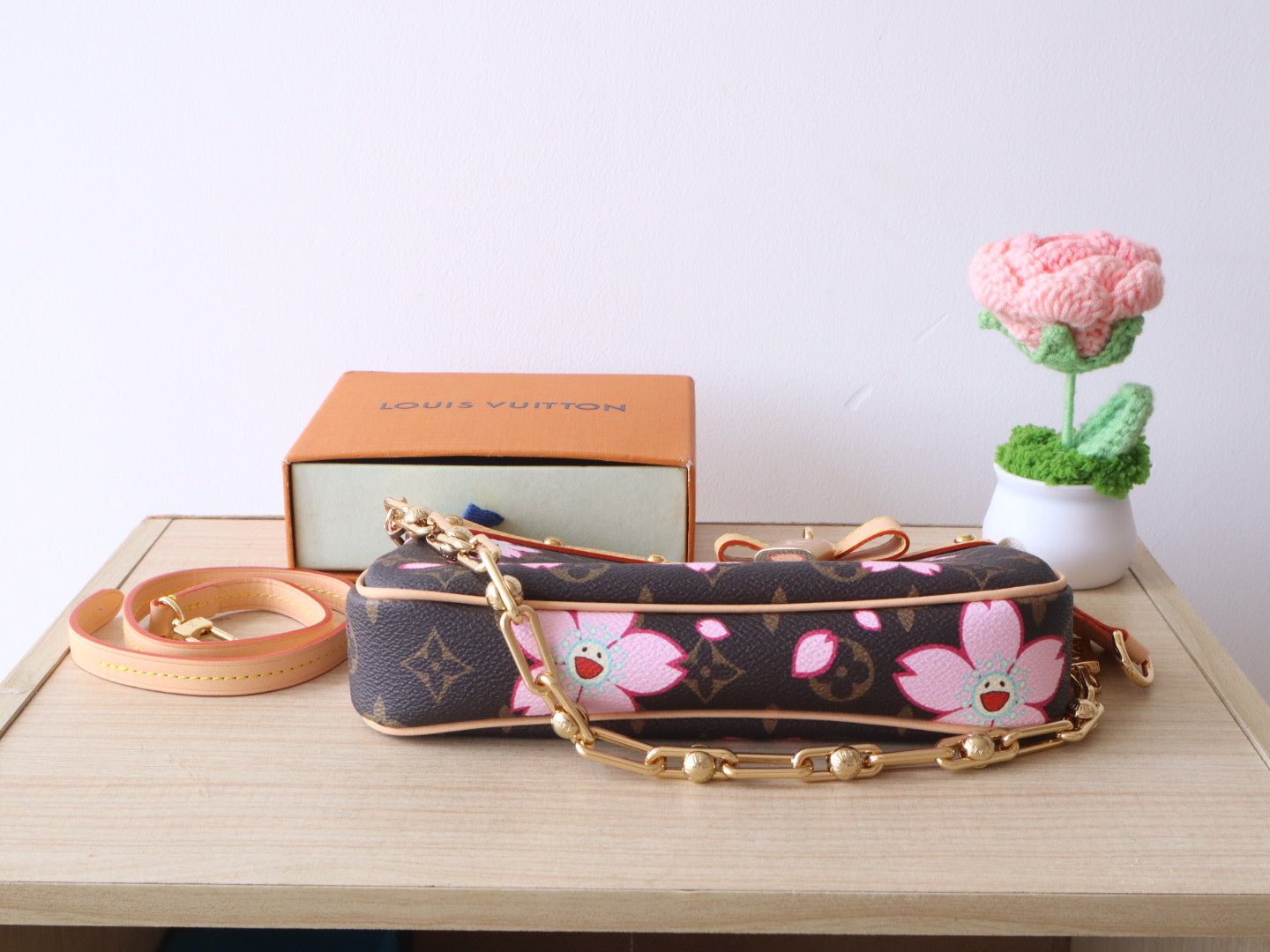 POCHETTE ACCESSOIRES BAG 22 IN SAKURA BROWN MONOGRAM COATED CANVAS - Image 6