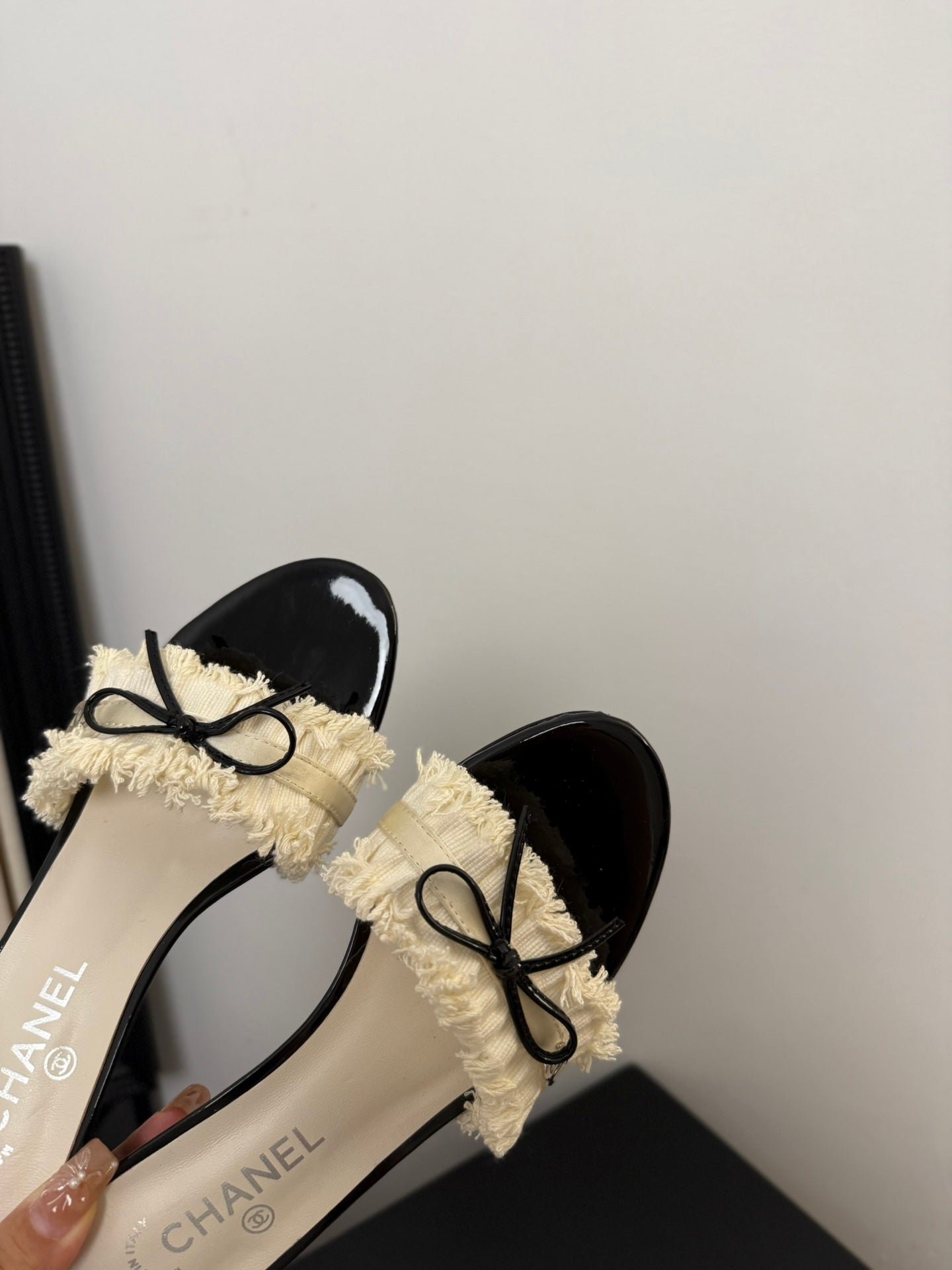 WHITE GROSGRAIN CANVAS BOW MULE SANDALS 65 MM - Image 7
