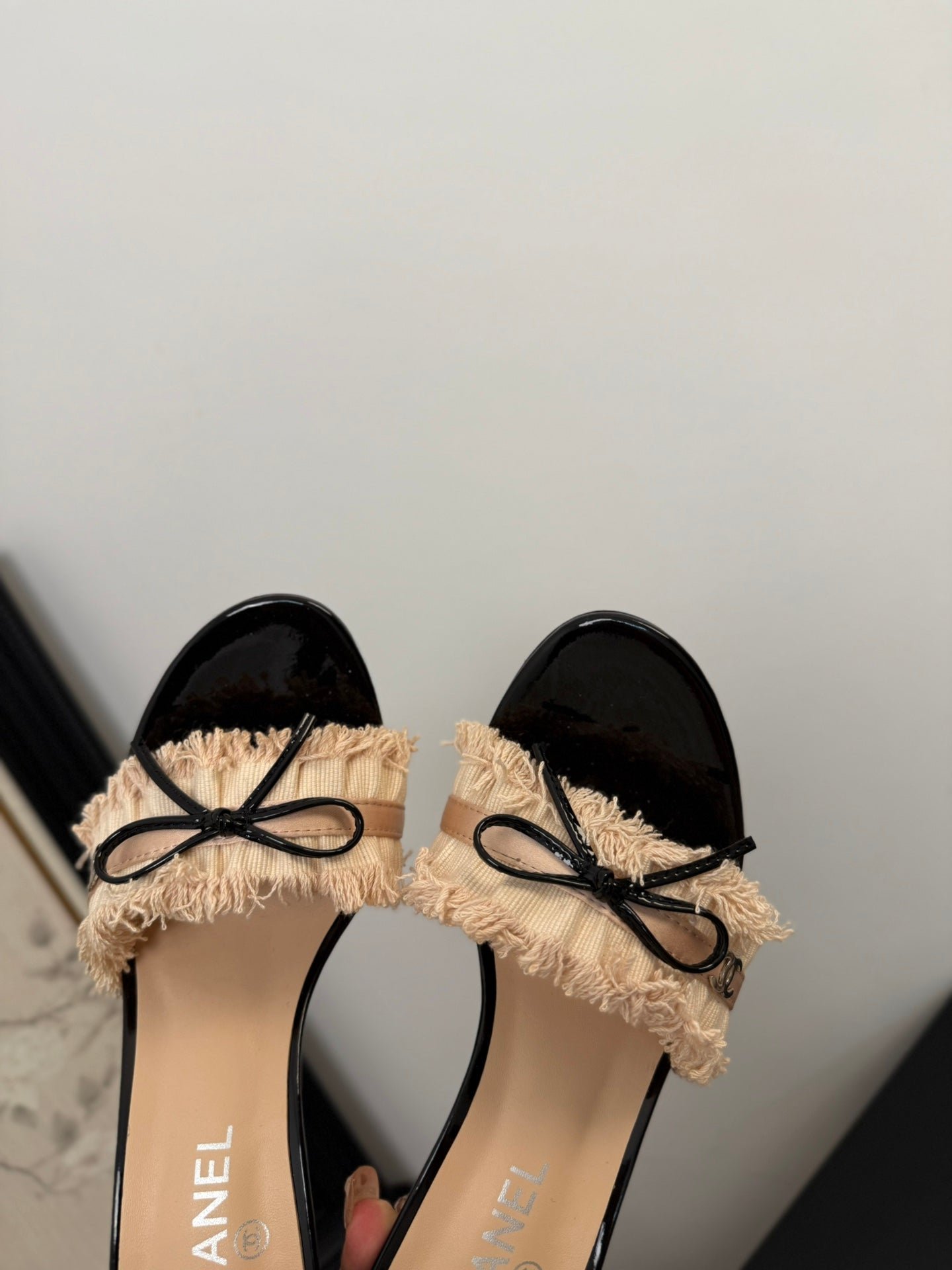 PEACH PINK GROSGRAIN CANVAS BOW MULE SANDALS 90 MM - Image 7