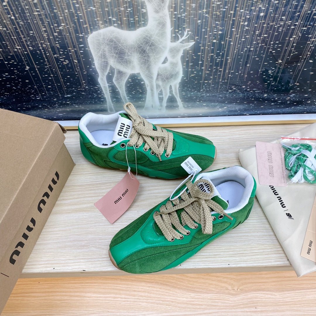 NB Pine Green And Sea Green Color Sneakers Cowhide - Image 4