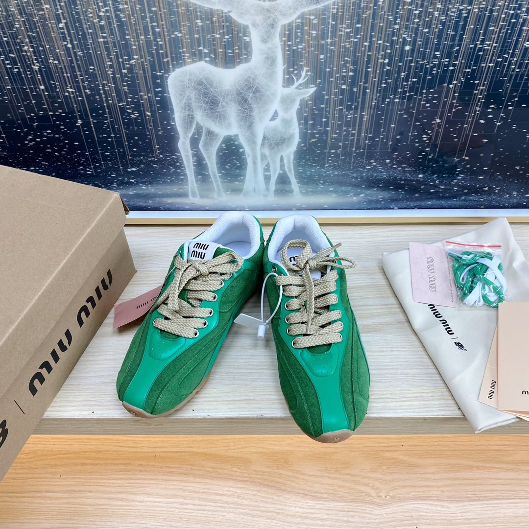 NB Pine Green And Sea Green Color Sneakers Cowhide - Image 2